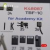 KELIK K48087 TBF-1C interior 3D decals for Academy kit 1/48